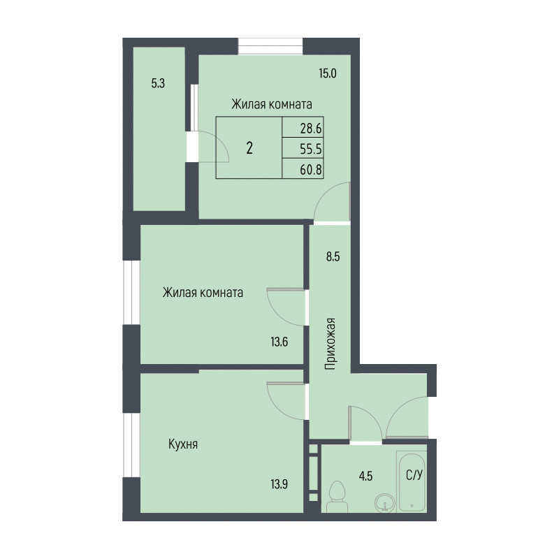 Планировка квартиры 2-комнатная