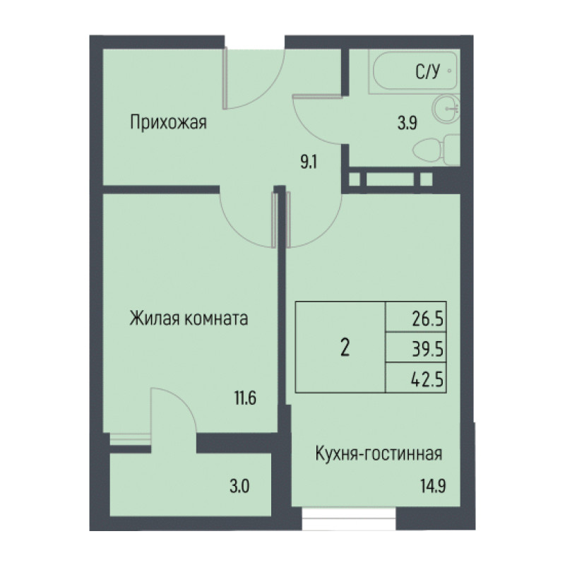 Планировка квартиры 2-комнатная