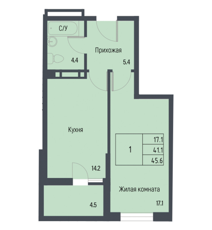 Планировка квартиры 1-комнатная